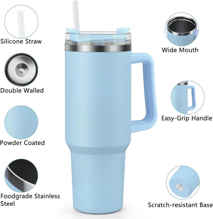 Premium Insulated Stainless Steel Tumbler with Handle & Straw – Keep Drinks Hot & Cold for Hours