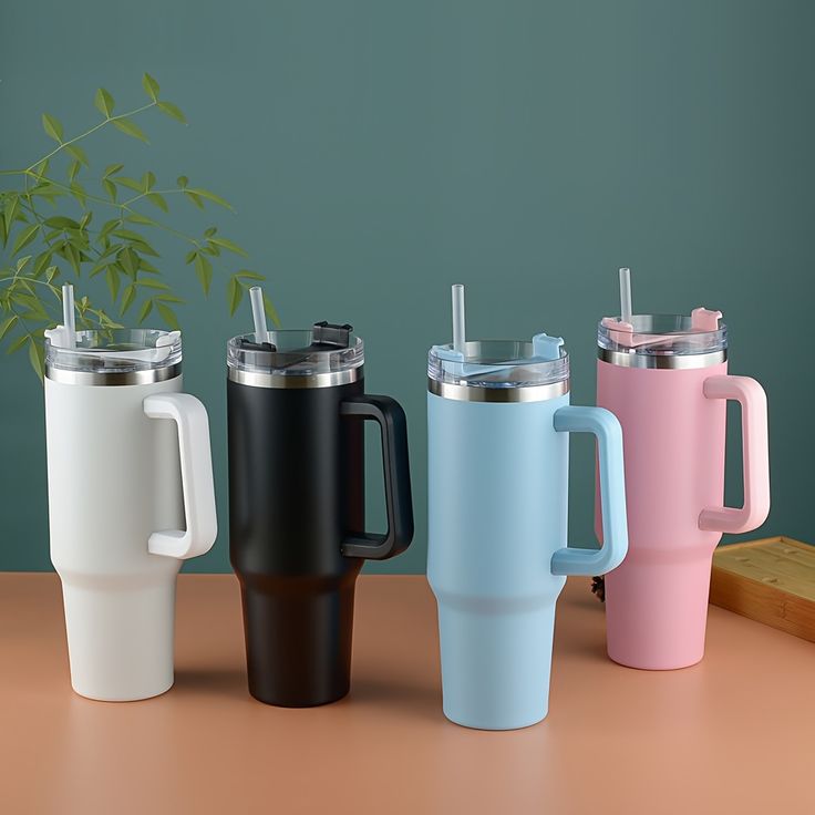 Premium Insulated Stainless Steel Tumbler with Handle & Straw – Keep Drinks Hot & Cold for Hours
